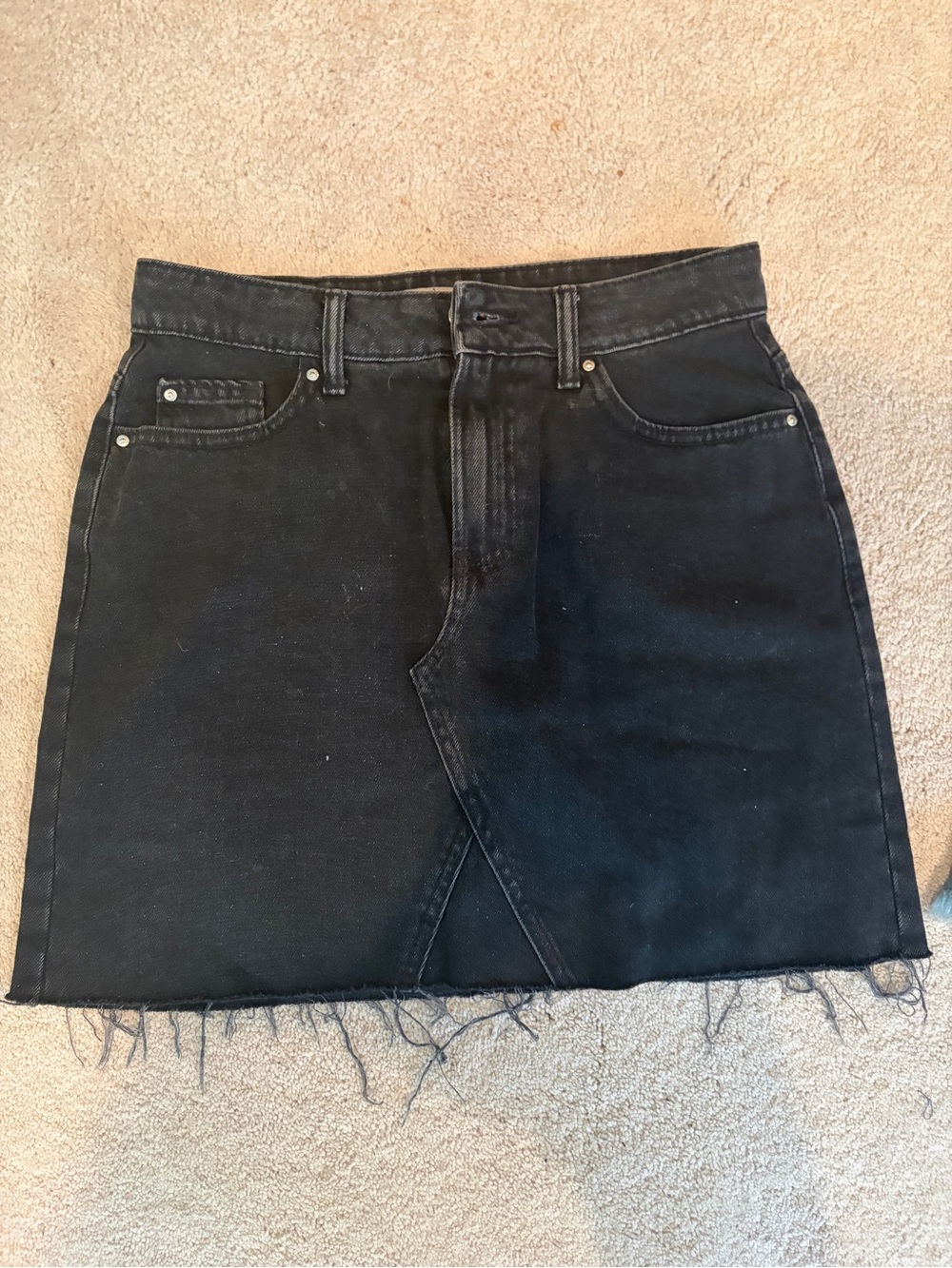 Denim&Co Black Raw-Hem Denim Mini Skirt